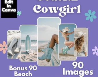 Coastal Cowgirl Country Content Vault | 90 Images + BONUS 90 Beach Reels | MRR & PLR | Digital Content for Social Media, Instagram Templates