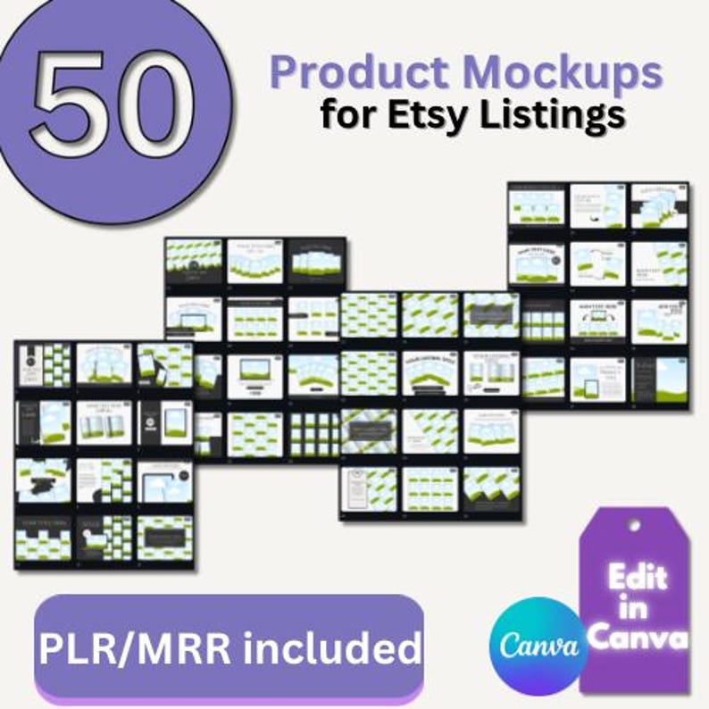 50 Editable Etsy Listing Mockup Templates | Canva Digital Product ...