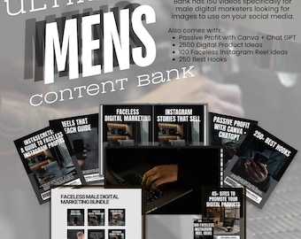 Ultimate Mens Content Bank for Digital Creators- 150 Reels and PLR Products for you to sell- Digital Download