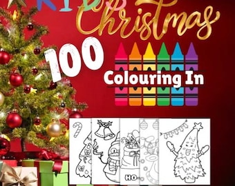 100 Christmas Coloring Pages Canva Template | Printable Holiday Coloring Sheets | Kids Activities | Classroom Fun | PLR MRR Resell Rights