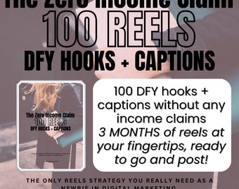 100 rouleaux faits pour vous : crochets, légende et incitation à l'action. Zero Income Claim Hooks PLUS 2 000 rouleaux pour aller avec. mrr/plr inclus - guide numérique DFY