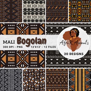 Mali Bogolan - Tessuto stampato africano con motivo tribale senza soluzione di continuità, carta digitale