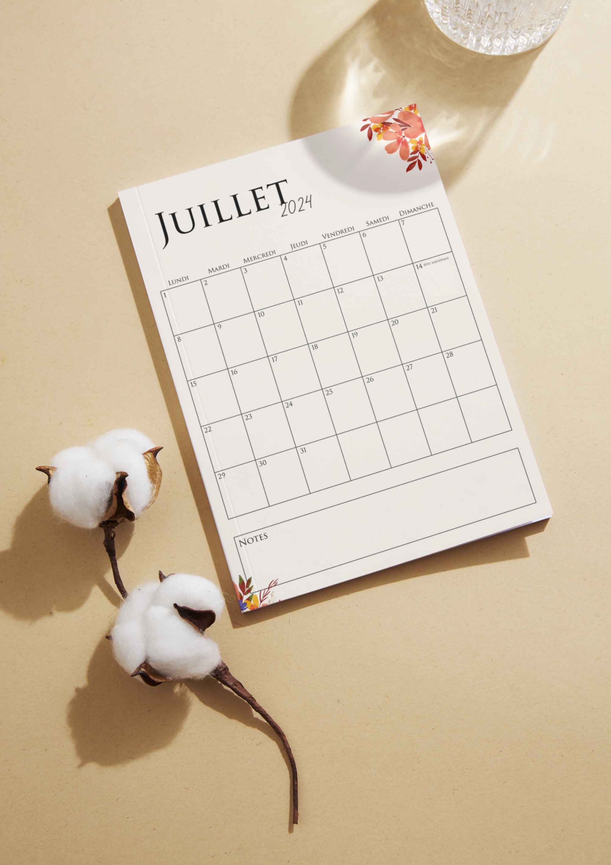 2024 Calendar to Print iPad Calendar Floral Calendar, Summer Colors