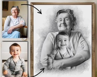 Add Loved One to Photo, Loss of Father-Mother, Family Portrait Photos, Combine Photos, Christmas Gift, Memorial Gift for Dad Mom