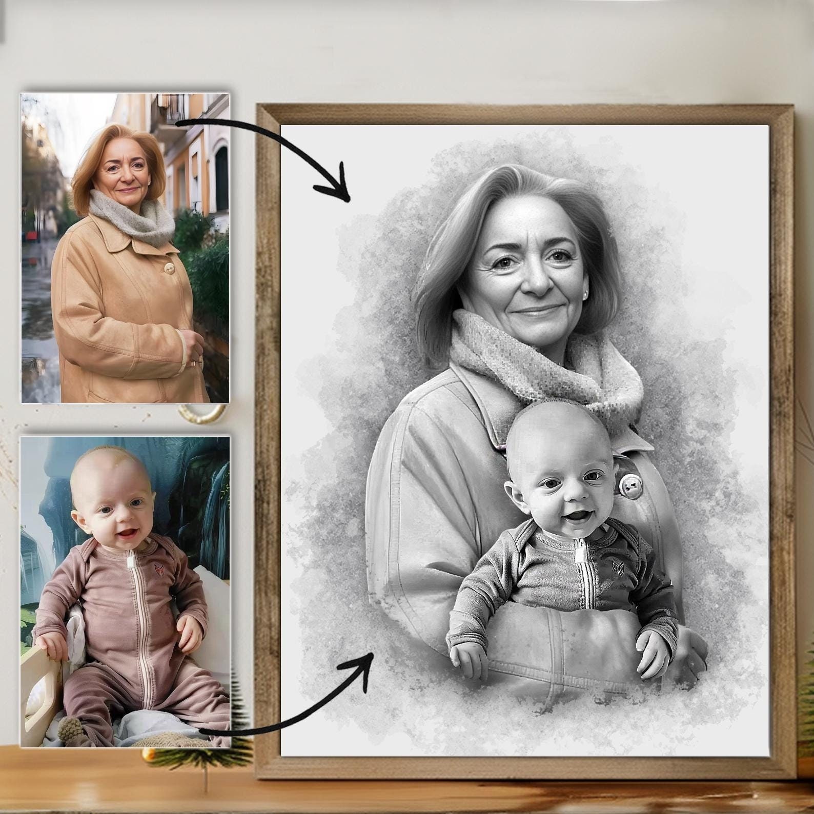 Add Deceased Loved One to Photo - Memorial Gift for Loss of Father & Mother - Mothers, Fathers day gift - Loss of Father Gift for Daughter