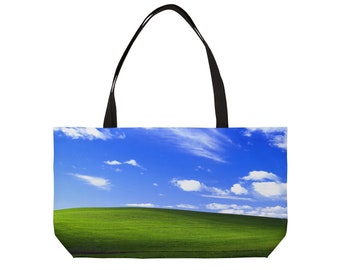 Serene Sky and Field Tote Bag - Eco-Friendly Shopper, Nature Print, Large Weekender, 24x13", Picnic Lover's Choice