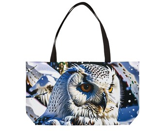Snowy Owl Weekender Tote Bag - Large 24x13" Majestic Owl Travel Tote, Double-Sided, Perfect for Nature Lovers