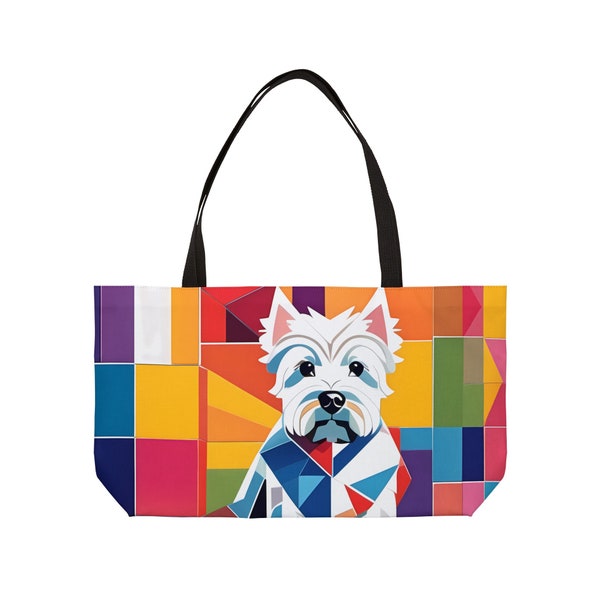 Westie Tote Bag - Colorful West Highland Terrier, Weekend Bag, 24x13", Durable Canvas, Unique Dog Lover Gift