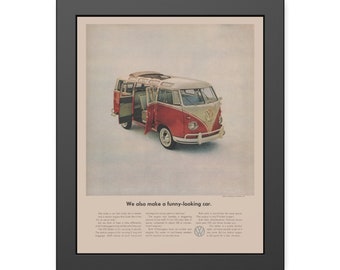 1961 Volkswagen Station Wagon Bus ad Framed Paper Posters