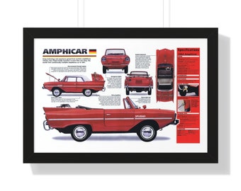 1961-68 Amphicar from Germany Pamphlet Framed Horizontal Poster 24" by 16"