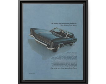 1965 Buick Riviera Gran Sports Matte Canvas, Black Frame