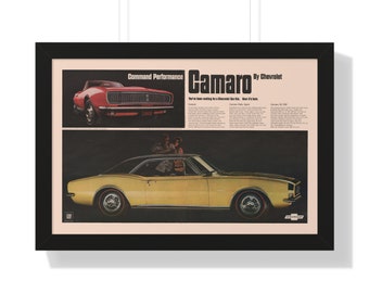 1967 Camaro SS ad Framed Horizontal Poster