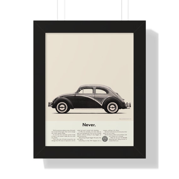 1961 Volkswagen Beetle Never Printed Ad Framed Vertical Poster in