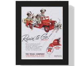 1950 Texaco Fire Chief Rarin to go! Framed Vertical Poster