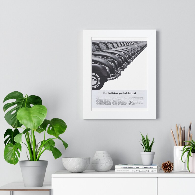 1960 Volkswagen Ad Beetle Fad died out Framed Poster 11 by 14 image 8