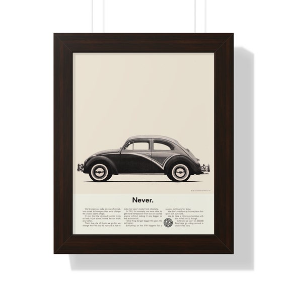 1961 Volkswagen Beetle Never Printed Ad Framed Vertical Poster in