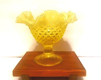 Fenton hobnail ruffled opalescent candy dish. IT GLOWS!!