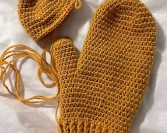 Brown warm gloves, crochet gloves, fashion gloves