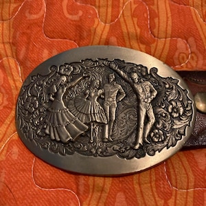 Buckled belt with dancing couple design Dance Couple Buckle - Etsy main image 4