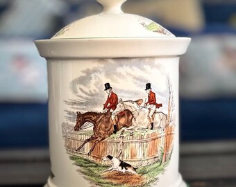Vintage Spode Tea Caddy | "The Hunt" English Transferware Jar