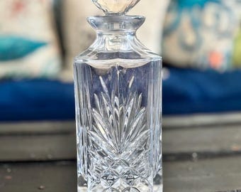 Vintage Cut Crystal Decanter – Hollywood Regency Barware, Diamond & Fan Whiskey Decanter
