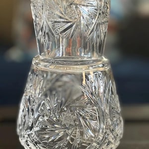 Vintage Violetta Crystal Bedside Carafe Set | Polish Cut Crystal Decanter & Tumbler | Night Water Set | Elegant Vanity Glassware
