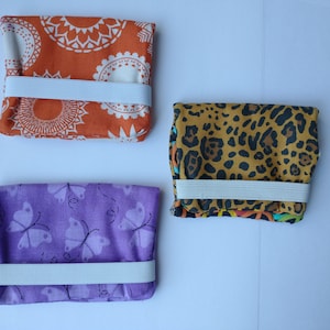 Carteira de cartão, carteira de tecido com fecho de pressão ou elástico, bolsas para dinheiro e cartões, porta-cartões de crédito, carteira de algodão divertida para mulheres e crianças