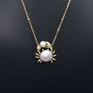 Freshwater Pearl Necklace with S925 Silver Cancer Zodiac Crab Pendant