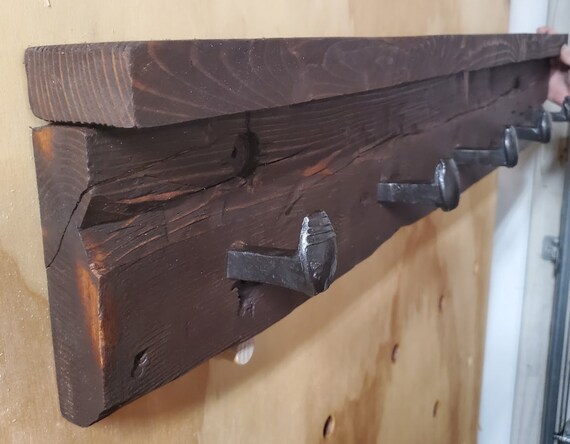 Railroad Spike Coat Rack With Shelf Etsy