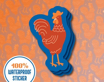Red Chicken Sticker: Funny Waterproof Vinyl Decal