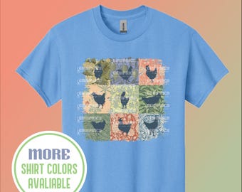 Boho Huhn T-Shirt: Retro Bauernhaus Blumenmuster