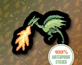 Vinylsticker Pixel Dragon: retro 8-bits gamersticker