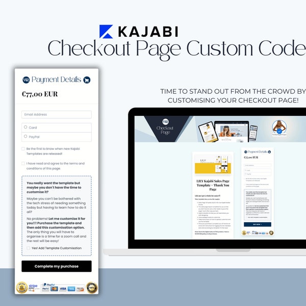 Kajabi Sales Page Template Code to CUSTOMISE YOUR CHECKOUT Page