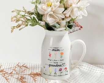 Now Grandma Vase - Birthday Flower Gifts for Grandma - Christmas Gifts - Personalized First Mom - Nana Gifts - Mother's Day Gifts 2024