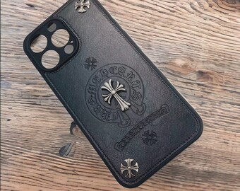 Funda para iPhone de cuero estilo CH, funda para iPhone 15, funda para teléfono cruzado, funda de cuero para iPhone, funda CH Cross