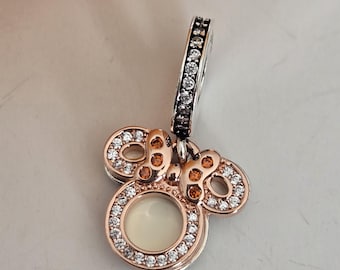 Pandora Two Tone Minnie Mouse Silhouette Double Dangle Charm