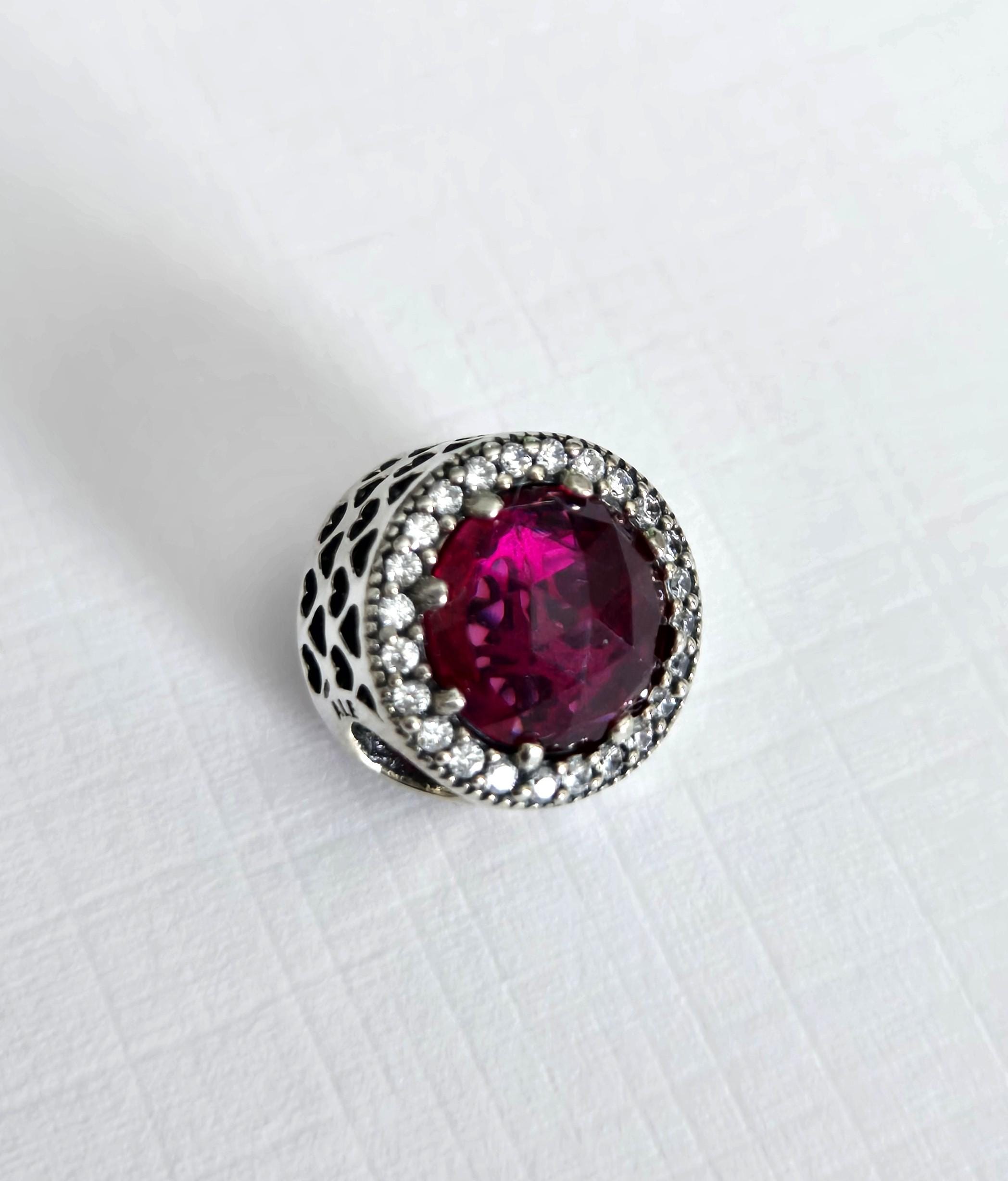 Pandora Sterling Silver Cerise Crystal Radiant Hearts Charm - Etsy
