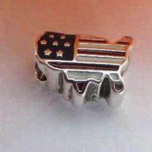 Pendentif carte drapeau des Etats-Unis en argent sterling, charme rouge, blanc et bleu