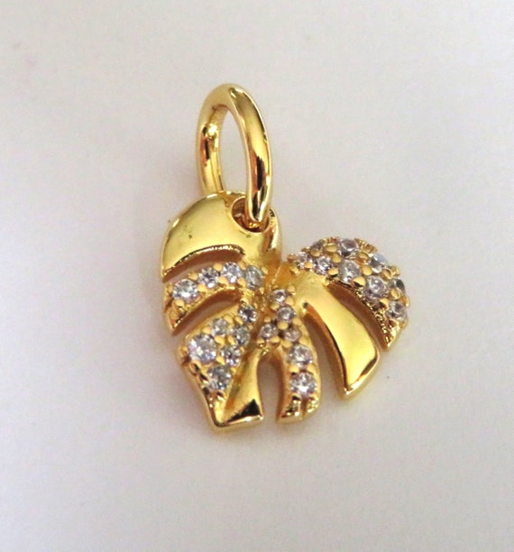 Pandora Sterling Silver Sparkling Monstera Leaf Dangle Clear CZ Charm