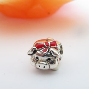 Pandora Sterling Silver Piggy Bank Red Enamel Charm