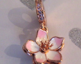 Pandora 14k Gold Plated Blue Blossom Dangle CZ Charm - Etsy