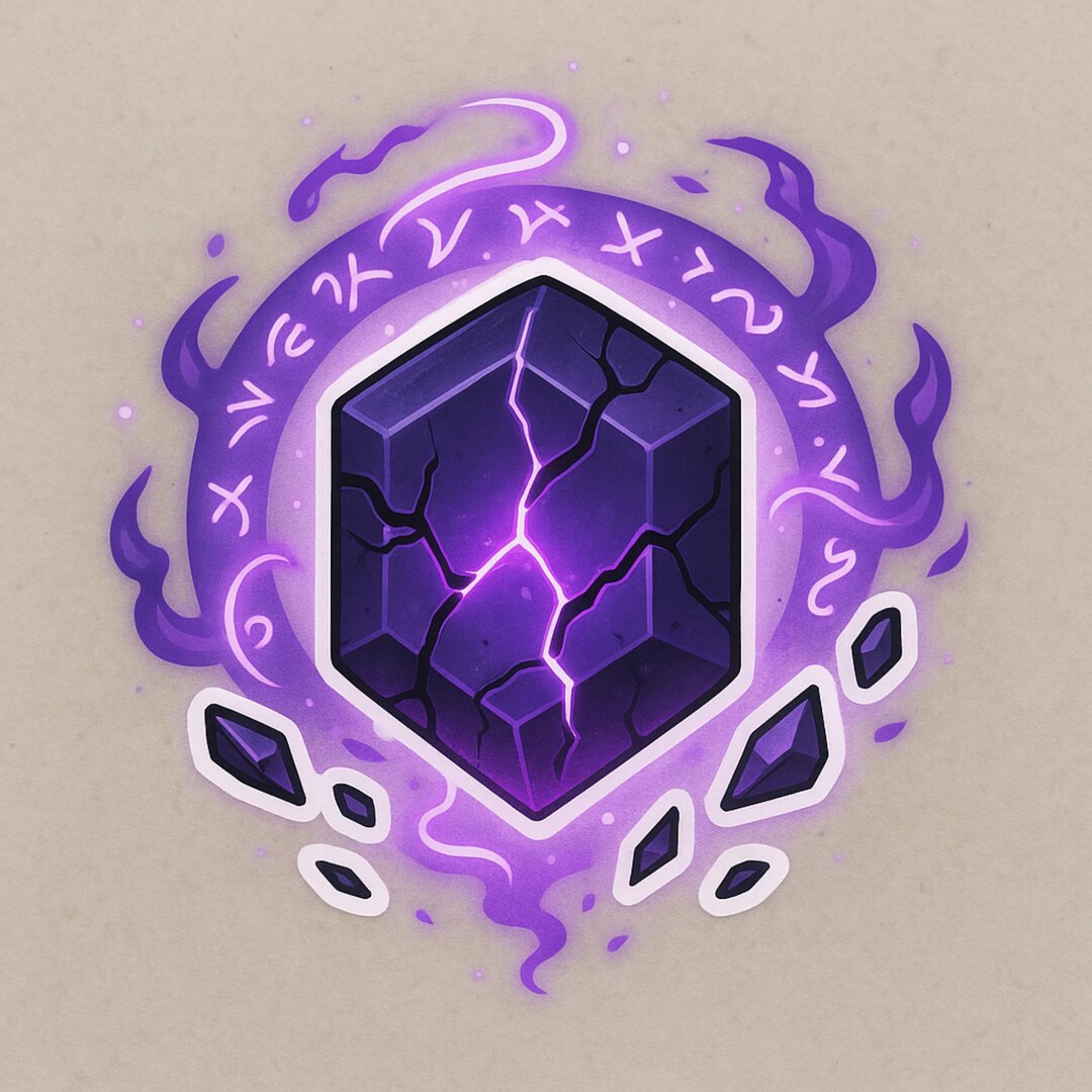 Arcane Rune Stone Sticker-mystical Sticker With Purple Cracks & Magic ...