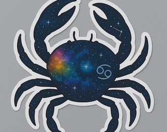 Cancer Zodiac Sticker-Galaxy Crab Vinyl Decal for Laptops, Journals, and More