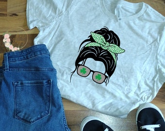 St. Patrick's Day Messy Bun T-shirt