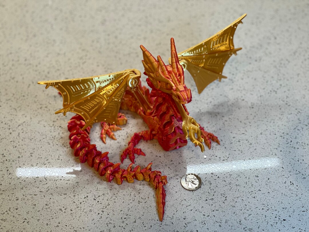 SALE 3D Printed Mech Dragon Red and Gold Celebrate the Year of the 