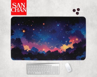 Lofi Galaxy Space Desk Mat | XXL Gaming Mouse Pad for Gamer Work Home Office, Stitched Edges, Vibrant Colors, Cute MTG Playmat TCG Deskmat