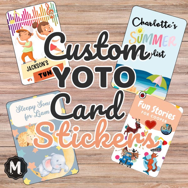 Etiquetas personalizadas para cartões Yoto MYO, criadas, impressas e enviadas para você.