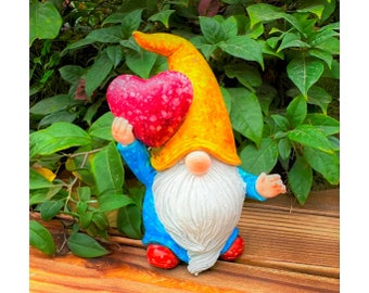 Outdoor Love Gnome | Handmade Gnomes | Garden Gnomes | Resin Gnomes | Outdoor Decor