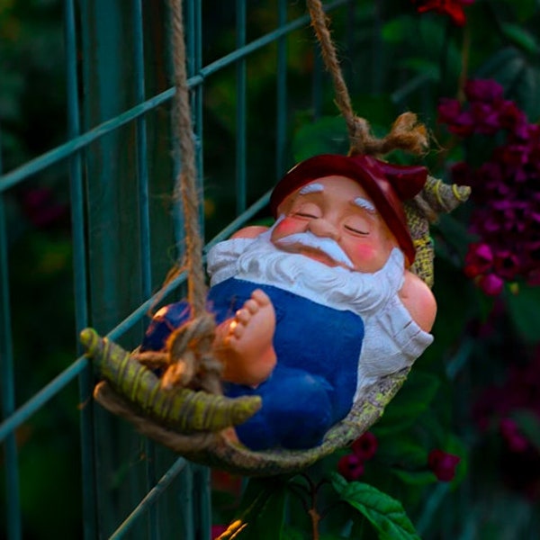 Swinging Mini Gnome Brothers | Outdoor Gnomes | Handmade Gnomes | Resin Gnomes | Garden Gnomes
