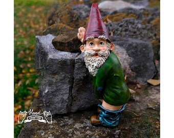 Funny Peeing Outdoor Gnome | Garden Gnomes | Handcrafted Gnomes | Urinating Gnomes | Unique Garden Gnomes